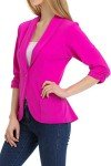 MINEFREE Women's 3/4 Ruched Sleeve Lightweight Work Office Blazer Jacket (S-3XL), Berry, XX-Large