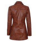 Brown Real Lambskin Leather Blazer for Womens | [1515033] Kandis Cognac, M