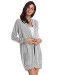 GRACE KARIN Women Classic Open Front Soft Drape Long Cardigan with Pockets (L,Light Grey)
