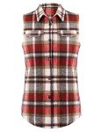 BETTE BOUTIK Women's Plaid Vest Coat Casual Lapel Neck Button Front Sleeveless Blazer Jacket Outerwear-Wine-XL