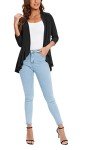Urban CoCo Women's Casual Lightweight Open Front Cardigan Soft Draped Ruffles 3/4 Sleeve (Black, 2XL)