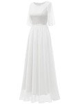Lace Bridesmaid Evening Gown in White, Large
