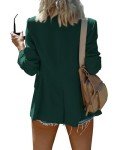 KIRUNDO Womens Blazer 2024 Fall Bussiness Casual Long Sleeve Button Open Front Suit Jackets Work Clothes with Pockets, Dark Green, Small
