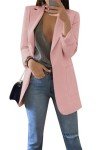 GRASWE Women's Open Front Blazers Fit Vintage Loose Suit Work Office Blazer Fall Blazer with Pocket Pk M Pink