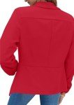 ZICUE Women's Long Sleeve Solid Color Cardigan Jackets Office Spring Blazers Lapel Lightweight Blazers Red S