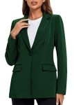 Urban CoCo Women's Casual Blazers Open Front Lapel Button Long Sleeve Office Work Suit Jacket (Dark Green, M)