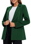 Urban CoCo Women's Casual Blazers Open Front Lapel Button Long Sleeve Office Work Suit Jacket (Dark Green, M)