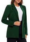 Urban CoCo Women's Casual Blazers Open Front Lapel Button Long Sleeve Office Work Suit Jacket (Dark Green, M)