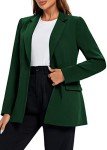 Urban CoCo Women's Casual Blazers Open Front Lapel Button Long Sleeve Office Work Suit Jacket (Dark Green, M)