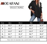MODARANI Women's Hoodies Button up V Neck Pullover Sweatshirt Oversized Tops with Pockets Dark Grey