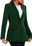 Urban CoCo Women's Casual Blazers Open Front Lapel Button Long Sleeve Office Work Suit Jacket (Dark Green, M)