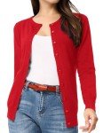 GRACE KARIN Plus Size Crew Neck Button Down Cardigans for Women(2XL,Red)