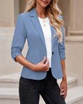 Lookbook Store Summer Blazers for Women Lightweight Office Jackets for Women Blazers for Women Fashion Casual Dress Jackets for Women Formal Airy Blue Size Medium Fits Size 8 / Size 10