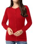 GRACE KARIN Plus Size Crew Neck Button Down Cardigans for Women(2XL,Red)