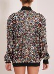Cresay Women's Sequin Fitted Long Sleeve Zipper Blazer Bomber Jacket, Colour Sequins, Medium