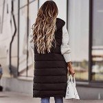 Long Puffer Vest Women Plus Size 2024 Trendy Warm Coats Hooded Overcoats Solid Sleeveless Outwear with Pockets