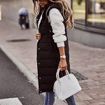 Long Puffer Vest Women Plus Size 2024 Trendy Warm Coats Hooded Overcoats Solid Sleeveless Outwear with Pockets