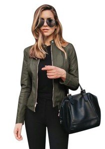 ZICUE Womens Patchwork Short Blazer Elegant Lightweight Blazer Retro Casual Blazer Army Green M