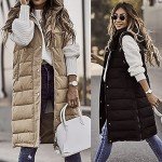 Long Puffer Vest Women Plus Size 2024 Trendy Warm Coats Hooded Overcoats Solid Sleeveless Outwear with Pockets