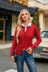 GRACE KARIN Plus Size Crew Neck Button Down Cardigans for Women(2XL,Red)
