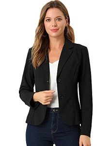 Allegra K Women's Work Office Lapel Collar Stretch Jacket Suit Blazer Black X-Small