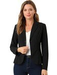 Allegra K Women's Work Office Lapel Collar Stretch Jacket Suit Blazer Black X-Small