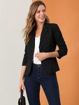 Allegra K Women's Work Office Lapel Collar Stretch Jacket Suit Blazer Black X-Small