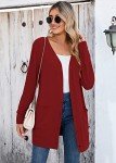 Heymoments Drape Front Cardigan Sweater for Women Long Sleeve Causal Button Down Soft Outwear Tops with Pocket Red XX-Large