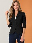 Allegra K Women's Work Office Lapel Collar Stretch Jacket Suit Blazer Black X-Small
