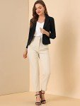 Allegra K Women's Open Front Office Work Business Crop Suit Blazer Jacket Black-Solid X-Small
