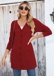 Heymoments Drape Front Cardigan Sweater for Women Long Sleeve Causal Button Down Soft Outwear Tops with Pocket Red XX-Large