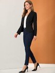 Allegra K Women's Work Office Lapel Collar Stretch Jacket Suit Blazer Black X-Small