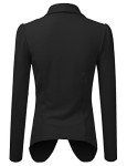 Doublju Classic Draped Open Front Blazer for Women with Plus Size Black Small