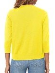 Urban CoCo Women's 3/4 Sleeve Open Front Cropped Sweater Cardigan (Lemon Yellow, l)