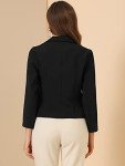 Allegra K Women's Open Front Office Work Business Crop Suit Blazer Jacket Black-Solid X-Small