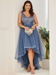 Dusty Navy Plus Size A-Line Sequin Dress