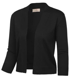 GRACE KARIN Women's Open Front Blazer Cropped Bolero Sweater Knit Cardigan Shrug Black XXXL