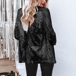 Sparkly Jackets for Women Sequin Jacket Glitter Outfit Open Front Casual Long Sleeve Blazer Coat, #A1 Black, Large