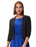 GRACE KARIN Women's Open Front Blazer Cropped Bolero Sweater Knit Cardigan Shrug Black XXXL