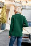GRACE KARIN 2024 Winter Sweater Shirt for Women Button Down Lapel Long Sleeve Knitted Shacket Cadigan Dark Green XL