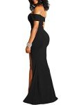 YMDUCH Women's Black Off Shoulder Evening Gown