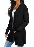 Qixing Women's Cardigan with Pocketes Long Sleeve Casual Lightweight Open Front Cardigan Black-Large