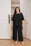 Hanna Nikole Women's Plus Size Black Pant Suit