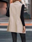 IDEALSANXUN Long Vest for Women Sleeveless Tweed Blazer Fall Jackets Cardigan Outerwear, Beige, Large