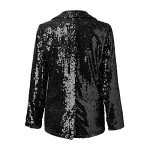 Sparkly Jackets for Women Sequin Jacket Glitter Outfit Open Front Casual Long Sleeve Blazer Coat, #A1 Black, Large