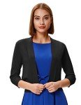 GRACE KARIN Women's Open Front Blazer Cropped Bolero Sweater Knit Cardigan Shrug Black XXXL