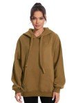 Knuffnee Womens Hoodies Casual Hooded Sweatshirts Oversized Warm Pullover with Kangaroo Pocket Brown S