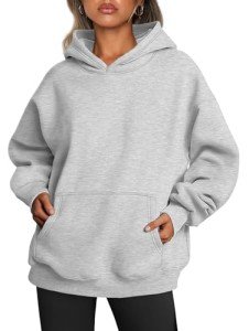 Womens Hoodies Sweatshirt Oversized Pullover Fleece Loose Long Sleeve Trendy Cozy Y2k Sweatshirts for Fall Winter with Pocket Gray M