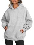 Womens Hoodies Sweatshirt Oversized Pullover Fleece Loose Long Sleeve Trendy Cozy Y2k Sweatshirts for Fall Winter with Pocket Gray M