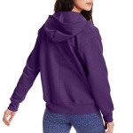 Hanes Women's Full-Zip Hooded Sweatshirt, EcoSmart Women's Sweatshirt, Women's Comfortable Hoodie, Violet Splendor Heather, Large